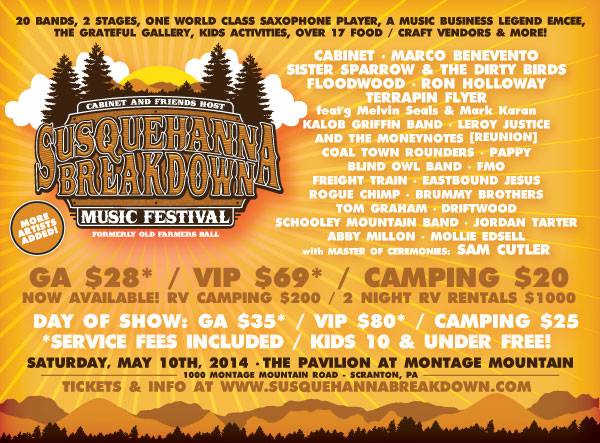 Cabinet’s 2nd Annual Festival The Susquehanna Breakdown Music Festival Schedule Announced