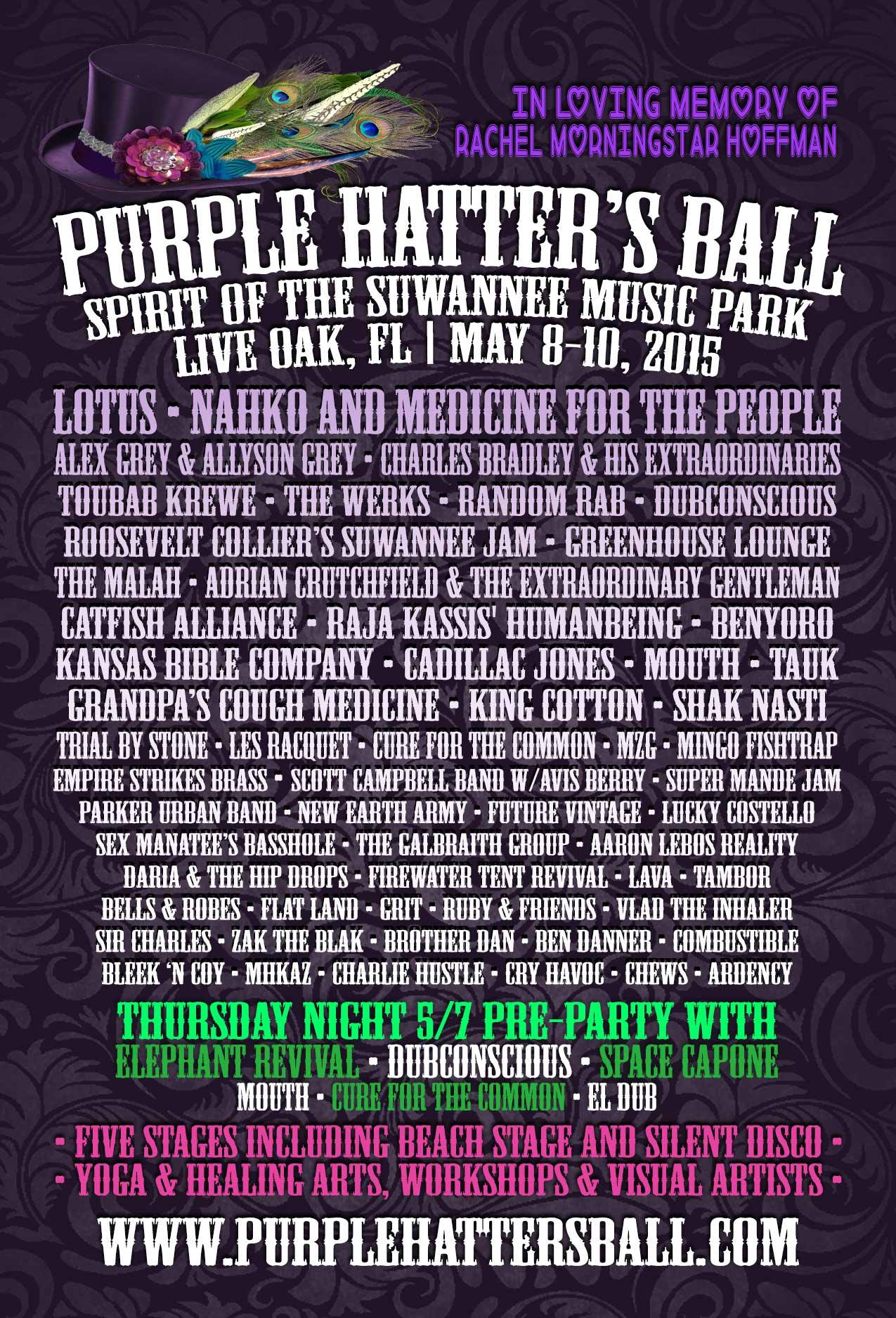 Purple Hatter’s Ball Adds TAUK and Mingo Fishtrap, Releases Schedule and Live Art Artist Roster