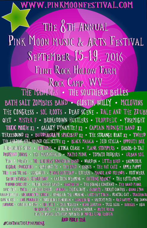 Pink Moon Festival 8 Preview, Sep 15-19, 2016, Rock Camp, WV