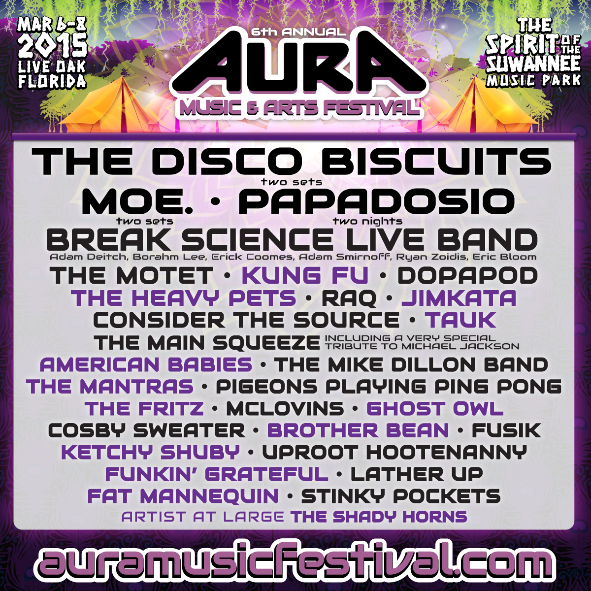 AURA Music & Arts Festival Adds Break Science Live Band, The Motet, The Heavy Pets, TAUK, The Fritz and More!