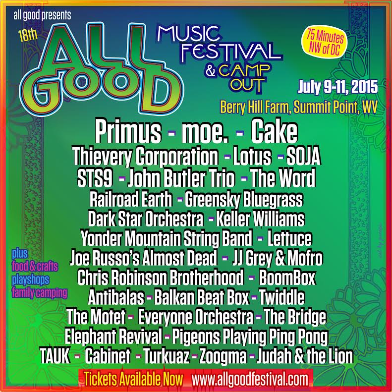 All Good Festival Adds Joe Russo’s Almost Dead, Railroad Earth, Chris Robinson Brotherhood & More in Final Lineup Announcement