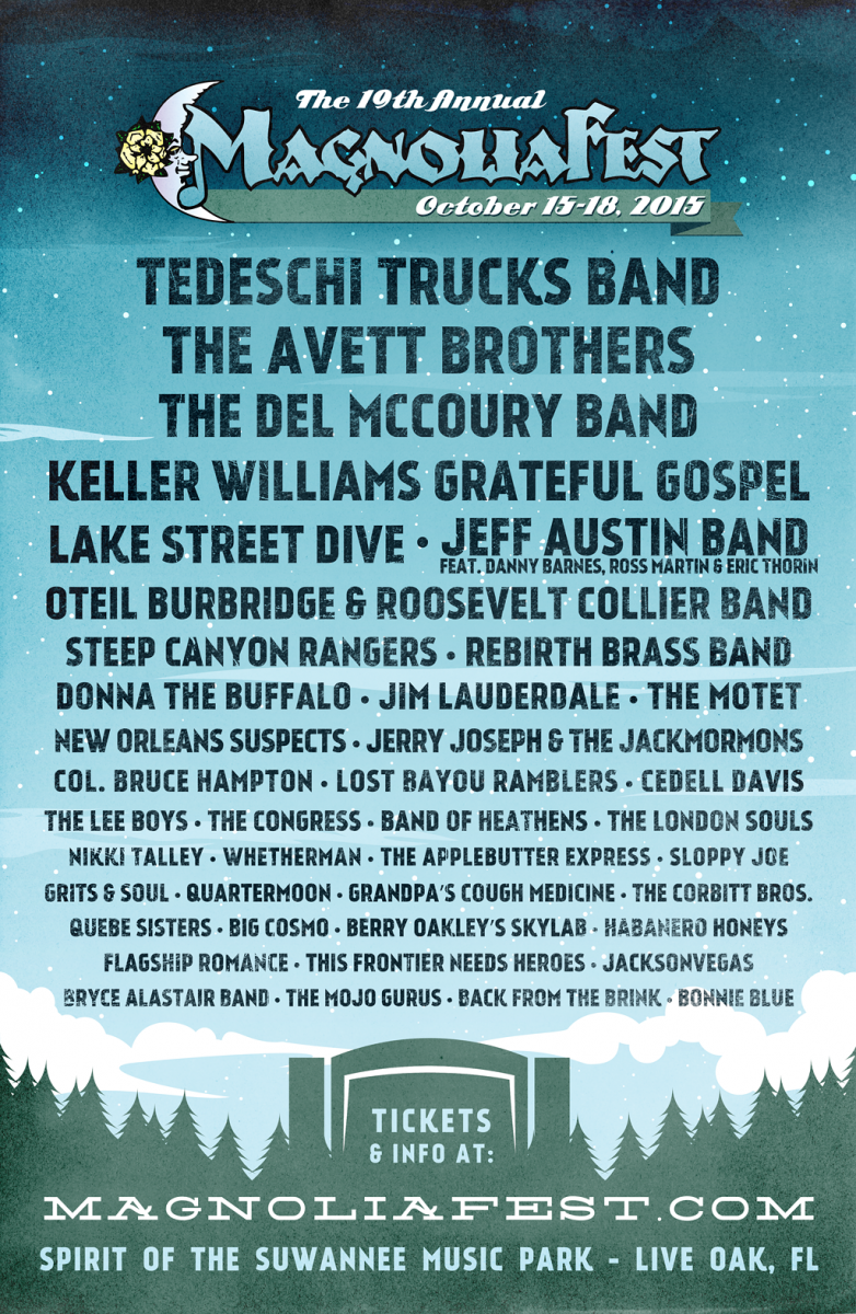Magnolia Fest Oct 15-18, 2015 features Tedeschi Trucks Band, The Avett Brothers, and more
