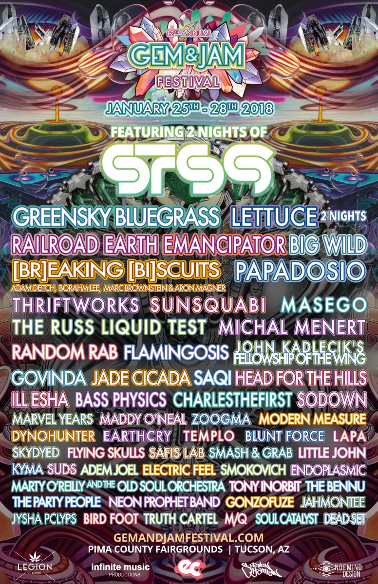 We are getting excited for the 12th annual Gem & Jam Festival in Tucson, AZ, January 25-28, 2018