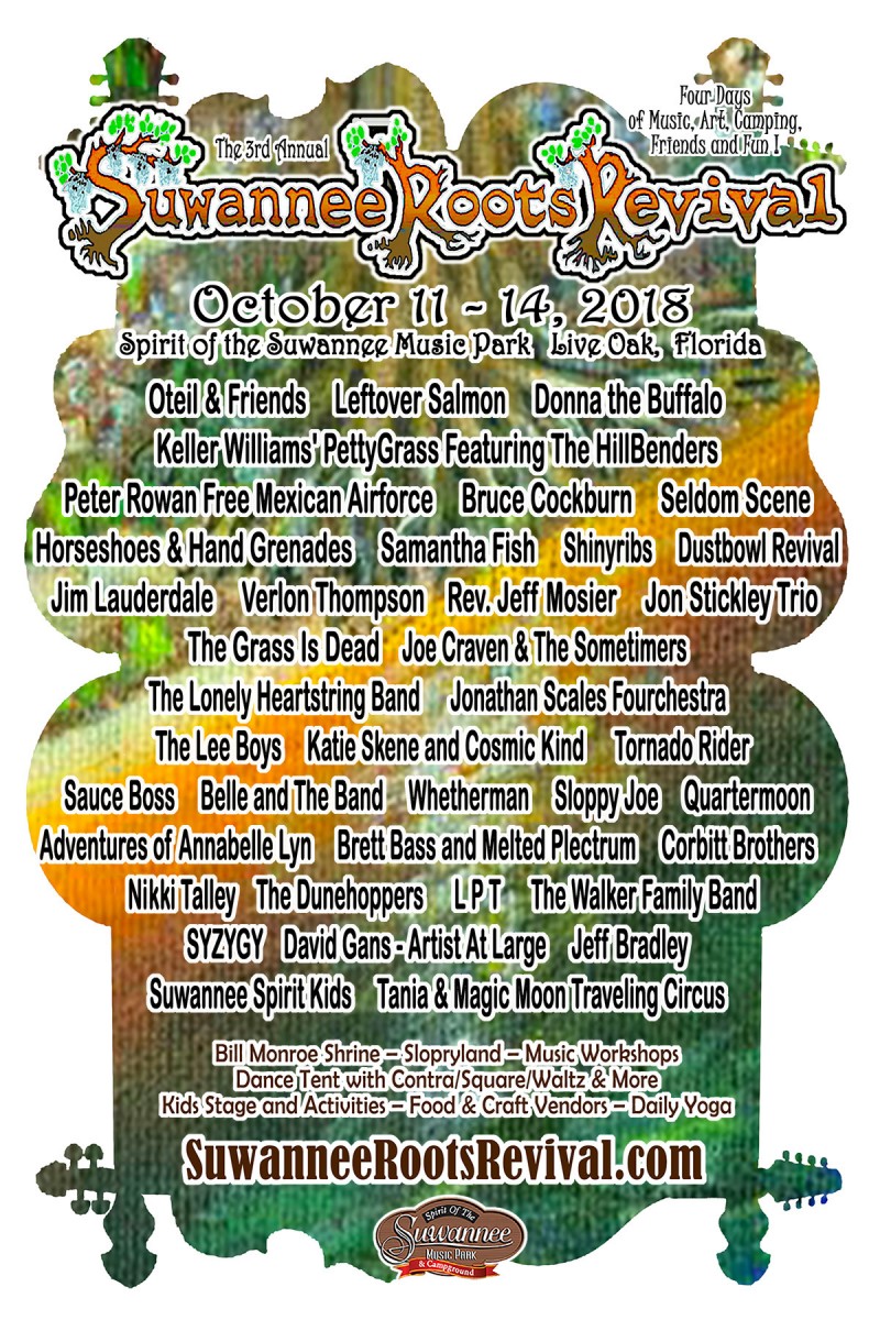 Festival Preview: The 3rd annual Suwannee Roots Revival is back at the Spirit of Suwannee Music Park October 11-14, 2018