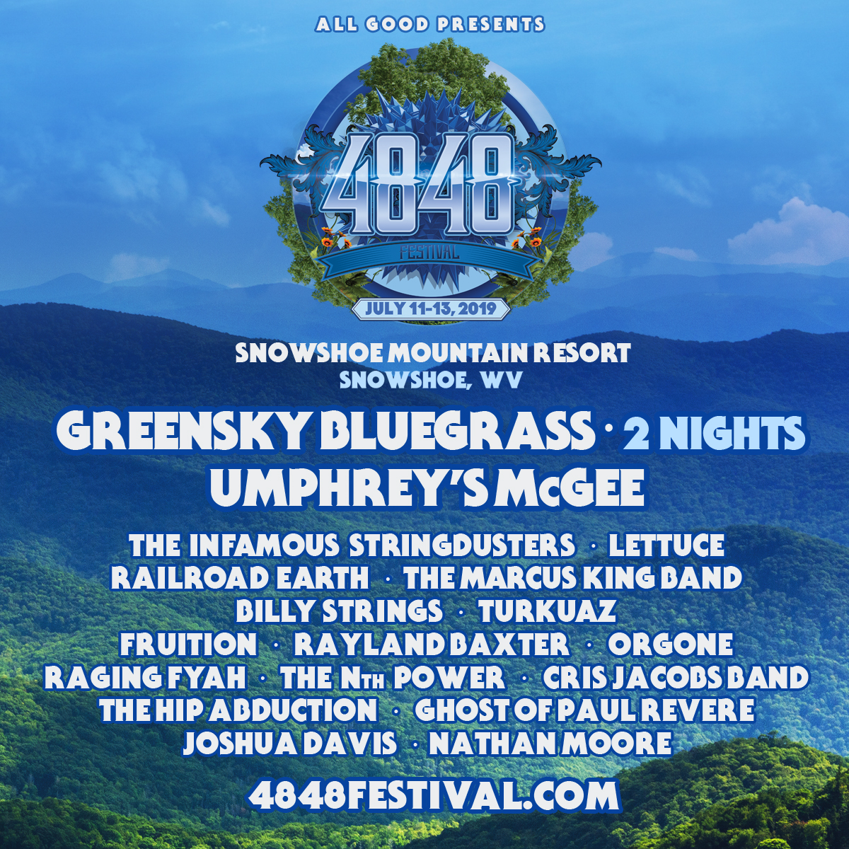All Good Presents the Inaugural 4848 Festival at Snowshoe Mountain July 11 – 13