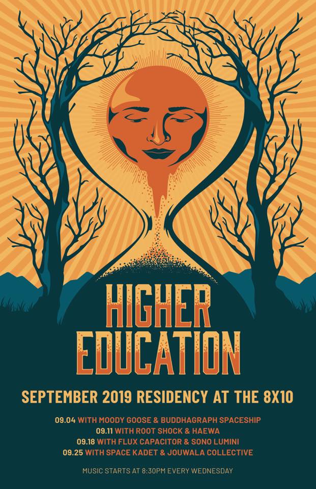 Higher Education Announces September Residency at The 8×10 with Buddhagraph Spaceship, Flux Capacitor & more